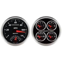 AutoMeter - AutoMeter 1204 Designer Black II 2 Gauge Kit Speedometer & 4 Gauge Combo - Image 1