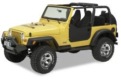 Bestop 53039-15 Front Lower Soft Half Doors Black Denim for 97-06 Wrangler TJ