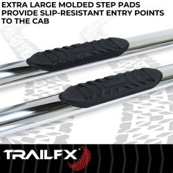 TrailFX - TrailFX A1529S 4" Oval Straight Nerf Bar Polished SS Rocker Panel Mount - Image 2