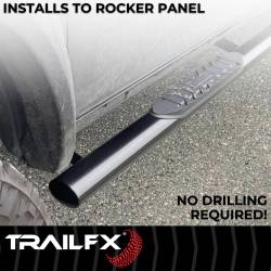 TrailFX - TrailFX A1542B 4" Oval Straight Nerf Bar Black Mild Steel Rocker Panel Mount - Image 2