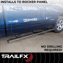 TrailFX - TrailFX A4001S 4" Trapezoid Nerf Bar Side Steps Polished Stainless Rocker Mount - Image 2