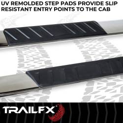 TrailFX - TrailFX A4014S 4" Trapezoid Nerf Bar Side Steps Stainless Frame/Rocker Mount - Image 2