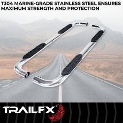 TrailFX - TrailFX A1011S 4" Oval Nerf Bar Polished SS Side Steps w/Pads & End Caps - Image 2