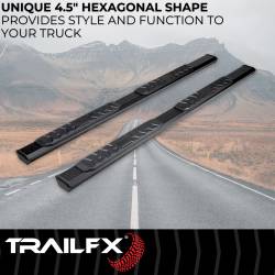 TrailFX - TrailFX AL4005B 4.5" Hex Nerf Bars Black Alu. w/Plastic End Caps Rocker Mount - Image 2