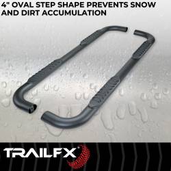 TrailFX - TrailFX A1019T 4" Oval Nerf Bar Black Steel Side Steps w/Pads & End Caps - Image 2