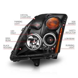 Anzo USA - Anzo USA 121276 Projector Headlight Set w/CCFL Halo Black for Sentra - Image 4