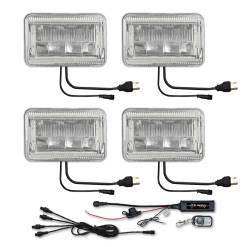 Quake LED - Quake LED QCT1286 Classic Tech 4x6" Glass Lens LED Headlight RGB Accent 4Pc Set - Image 2