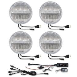 Quake LED - Quake LED QCT1287 Classic Tech 5.75" Glass Lens LED Headlight RGB Accent 4Pc Set - Image 2
