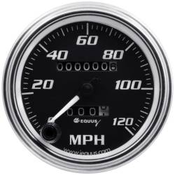 Equus - Equus E7500 Gauge Set 3-3/8" Mech Speedo 2" OilP/WTemp/Fuel/Volt Black Chrome - Image 2