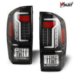 Winjet - Winjet CTWJ-0466-GBC Gloss Black/Clear LED Taillights for 16-19 Toyota Tacoma - Image 1