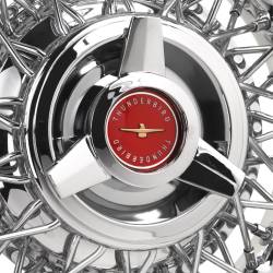 Wheel Vintiques - Wheel Vintiques 1038-REDR 6" T-Bird 3-Bar Red Chrome Cap - Image 2