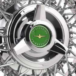 Wheel Vintiques - Wheel Vintiques 1038-GRNR 6" T-Bird 3-Bar Green Chrome Cap - Image 2