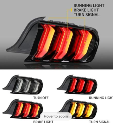 Winjet - Winjet CTRNG0680-GBC Gloss Black/Clear LED Taillights for 18-21 Ford Mustang - Image 2
