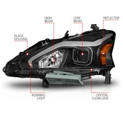 Anzo USA - Anzo USA 121569 Projector Headlight Set for 13-15 Altima - Image 4