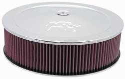 K&N - K&N 60-1260 Round Air Filter Assembly 14" 5-1/8" Inlet Chrome - Image 1