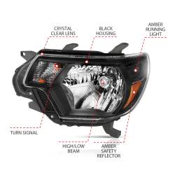 Anzo USA - Anzo USA 111395 Crystal Headlight Set for 12-15 Toyota Tacoma - Image 4
