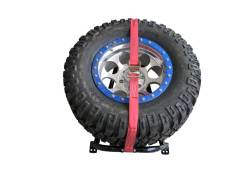 N-Fab - N-Fab BM1TCRD Gloss Black Bed Mounted Tire Carrier w/Red Strap - Image 2