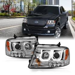 Anzo USA - Anzo USA 111287 Projector Headlight Set w/U-Bar Halo Chrome 04-08 Ford F150 - Image 1