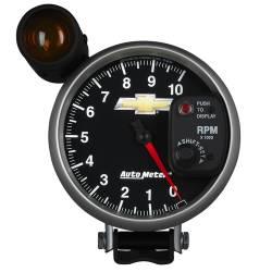 AutoMeter - AutoMeter 880445 5" Pedestal Tacho 10000RPM w/Ext.Shift-Lite Chevy Gold Bowtie - Image 4