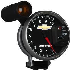 AutoMeter - AutoMeter 880445 5" Pedestal Tacho 10000RPM w/Ext.Shift-Lite Chevy Gold Bowtie - Image 6