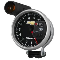 AutoMeter - AutoMeter 880445 5" Pedestal Tacho 10000RPM w/Ext.Shift-Lite Chevy Gold Bowtie - Image 2