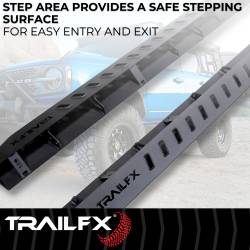 TrailFX - TrailFX ORB001 Running Board Overland Tube Bolt-On Matte Black Steel 2 Step Area - Image 2