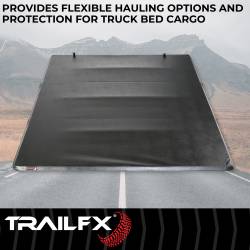 TrailFX - TrailFX TFX3008 Soft Tri-Fold Tonneau Cover Black Vinyl w/Rails - Image 2
