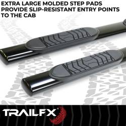 TrailFX - TrailFX A7002B TFX 5" Oval Straight Side Bars Black Steel Frame Mount - Image 2