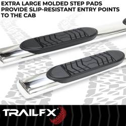 TrailFX - TrailFX A7010S TFX 5" Oval Straight Side Bars Polished Steel Rocker Panel Mount - Image 2