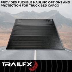 TrailFX - TrailFX TFX1216 Soft Roll-Up Tonneau Cover Black Vinyl Aluminum Rails - Image 2
