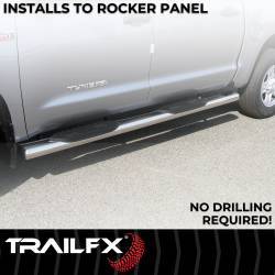 TrailFX - TrailFX A8256S 6"Oval Straight Nerf Bars Polished Steel w/End Caps Rocker Mount - Image 2