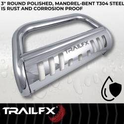 TrailFX - TrailFX B0040S Polished SS 3" Bull Bar w/Skid Plate & Light Mount - Image 2