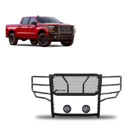 Black Horse Off Road - Black Horse RU-CHSI19-B-PLFB Rugged-HD Grille Guard w/5.3"LED for Silverado 1500 - Image 1