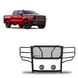 Black Horse Off Road - Black Horse RU-CHSI19-B-PLFR Rugged Grille Guard w/5.3" LED for Silverado 1500 - Image 1