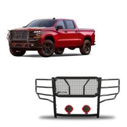Black Horse Off Road - Black Horse RU-CHSI19-B-PLR Rugged Grille Guard w/7.0"Red LED for Silverado 1500 - Image 1
