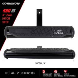 Go Rhino - Go Rhino 460B Black 4" Oval Tubular Hitchstep for 2' Receiver - Image 5