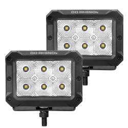 Go Rhino - Go Rhino 753003023FBS Bright Series 4x3 Rectangular LED Flood Lights Pair - Image 1