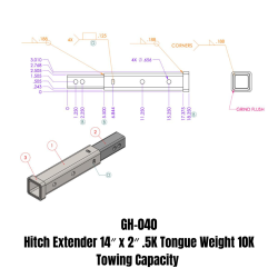 GEN-Y Hitch - GEN-Y Hitch 14" Hitch Receiver Extender Tube 2" Shank GH-040 - Image 1