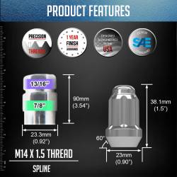 Coyote Premium Wheel Accessories - Coyote 63K548S 5 Lugs Pack Truck Spline 1.5 Long M14x1.5 Lugs Only - Image 2