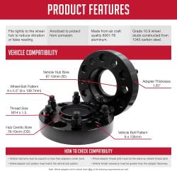 Coyote Premium Wheel Accessories - Coyote Wheel Accessories 6135-6550H-B.2 Wheel Adapter 6x135-6x5.5 1.25" 2Pc - Image 2