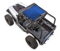 SpiderWebShade - SPIDERWEBSHADE SWS-SHDKNI-01-YJ-BLU Mesh Bikini Top Blue for Wrangler YJ - Image 1