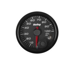 Holley - Holley 26-601 Analog Style Oil Pressure Gauge Black 2-1/16" 10-100 PSI - Image 1