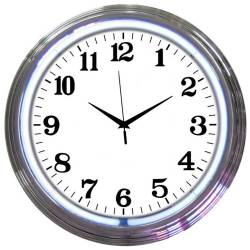 Neonetics - Neonetics 8CHRCW Chrome White Standard Neon Clock - Image 1
