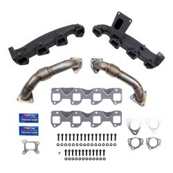 Wehrli Custom Fabrication - Wehrli WCF100226 Billet Exh Manifold & Stainless Up Pipe KT w/Gaskets & Hardware - Image 1