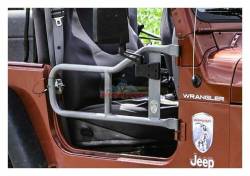 Steinjager - Steinjager J0041338 Front Tubular Trail Doors Gray Hammertone for Wrangler TJ - Image 1