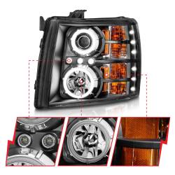 Anzo USA - Anzo USA 111107 Projector Headlight Set w/CCFL Halo Black for Silverado - Image 3