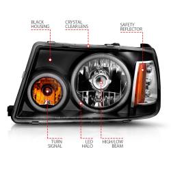 Anzo USA - Anzo USA Crystal 1-Piece Headlight Set w/CCFL Halo Black Ford Ranger 111152 - Image 4