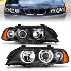Anzo USA - Anzo USA Projector Headlight Set w/LED Halo Black BMW 5-Series 121017 - Image 1