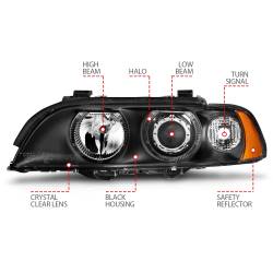 Anzo USA - Anzo USA Projector Headlight Set w/LED Halo Black BMW 5-Series 121017 - Image 4
