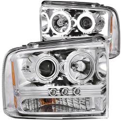 Anzo USA - Anzo USA 111118 1-Piece Projector Headlight Set w/CCFL Halo Chrome Super Duty - Image 1